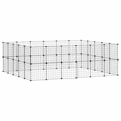 44-Panel Pet Cage with Door Black 35x35 cm Steel