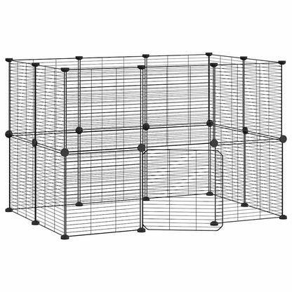 20-Panel Pet Cage with Door Black 35x35 cm Steel
