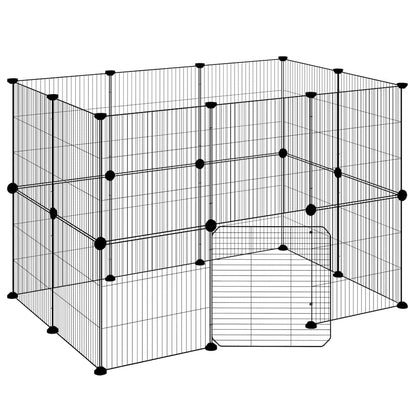 20-Panel Pet Cage with Door Black 35x35 cm Steel