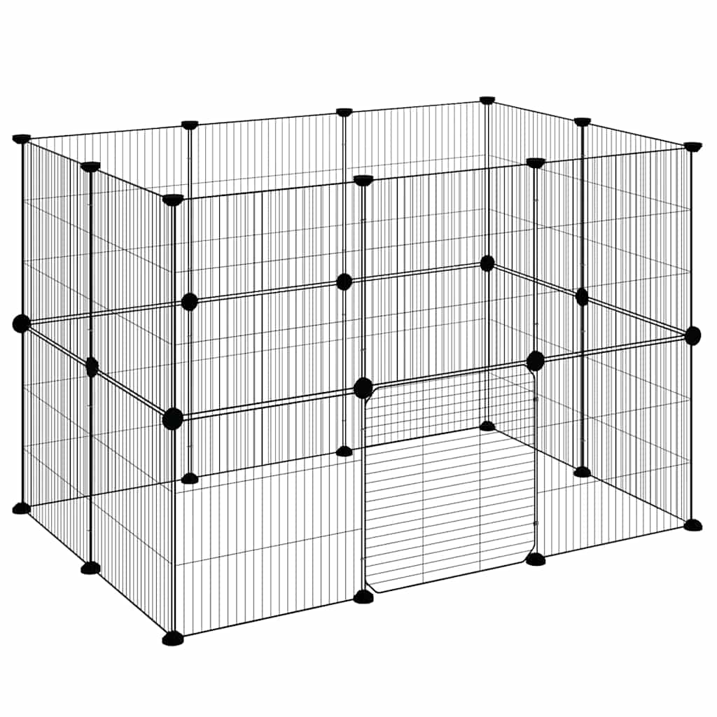 20-Panel Pet Cage with Door Black 35x35 cm Steel