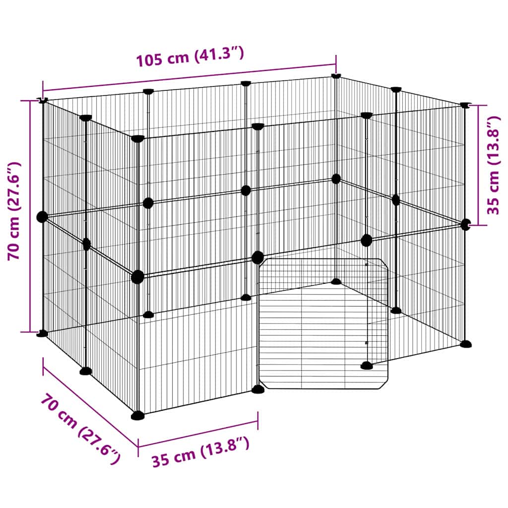 20-Panel Pet Cage with Door Black 35x35 cm Steel