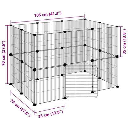 20-Panel Pet Cage with Door Black 35x35 cm Steel