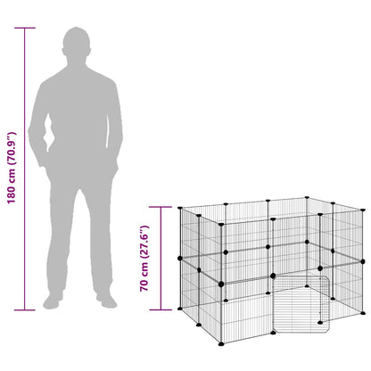 20-Panel Pet Cage with Door Black 35x35 cm Steel
