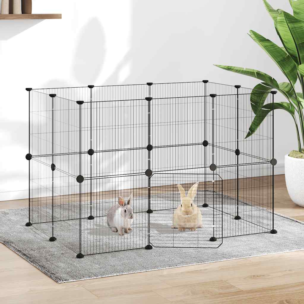 20-Panel Pet Cage with Door Black 35x35 cm Steel