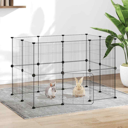 20-Panel Pet Cage with Door Black 35x35 cm Steel
