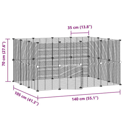 28-Panel Pet Cage with Door Black 35x35 cm Steel