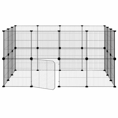 28-Panel Pet Cage with Door Black 35x35 cm Steel