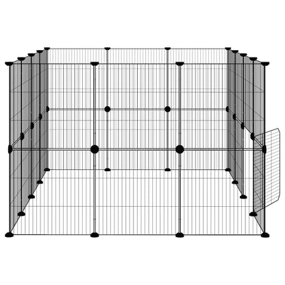 28-Panel Pet Cage with Door Black 35x35 cm Steel