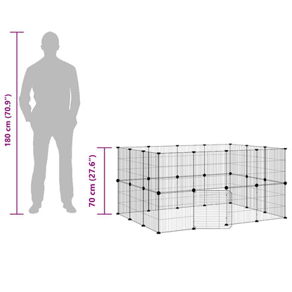 28-Panel Pet Cage with Door Black 35x35 cm Steel