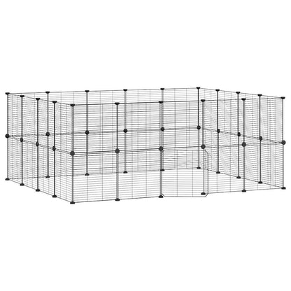 36-Panel Pet Cage with Door Black 35x35 cm Steel