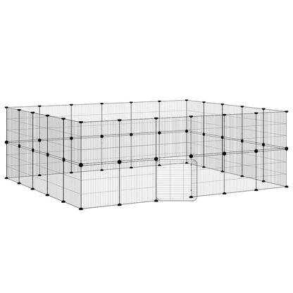 44-Panel Pet Cage with Door Black 35x35 cm Steel