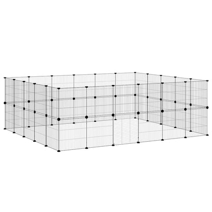 44-Panel Pet Cage with Door Black 35x35 cm Steel