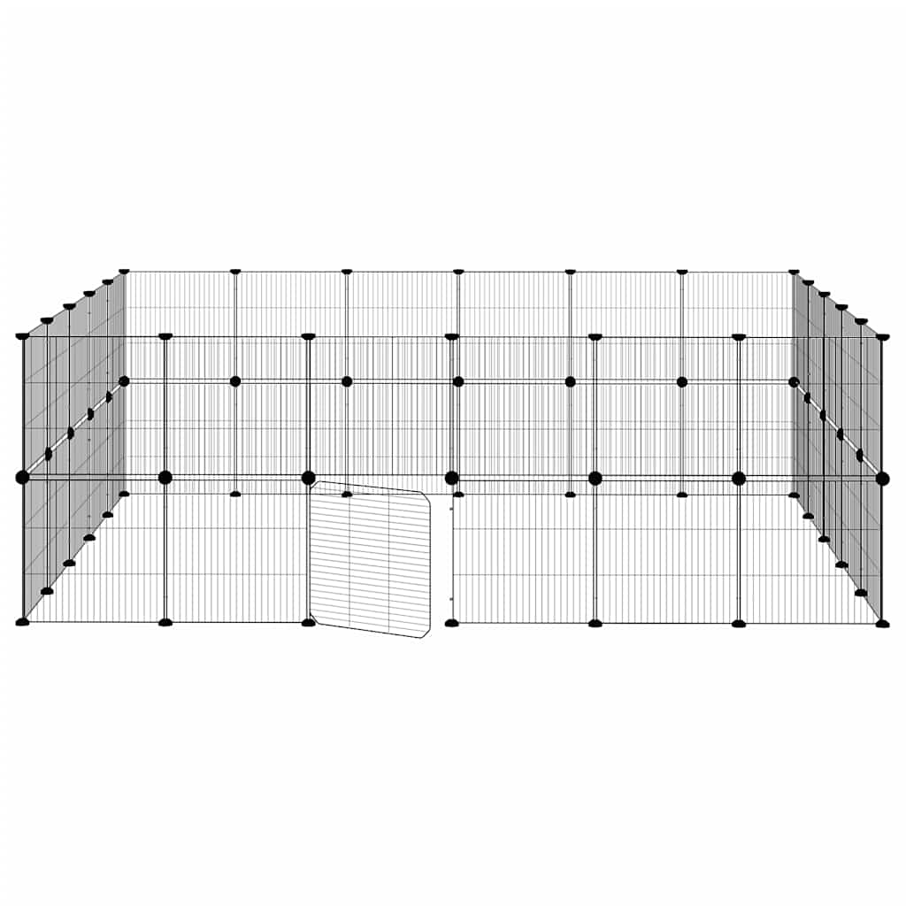 44-Panel Pet Cage with Door Black 35x35 cm Steel