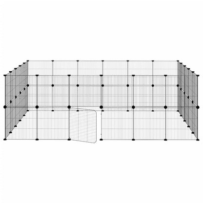 44-Panel Pet Cage with Door Black 35x35 cm Steel