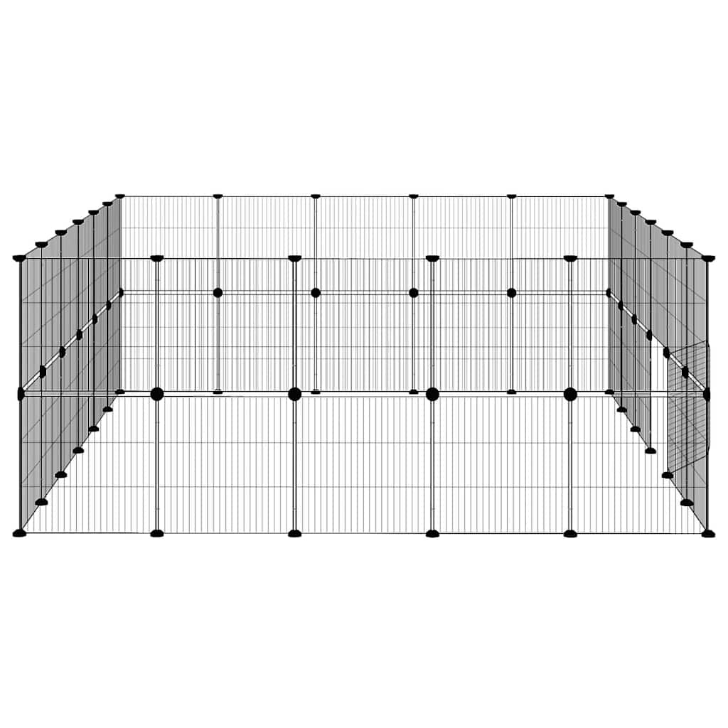 44-Panel Pet Cage with Door Black 35x35 cm Steel