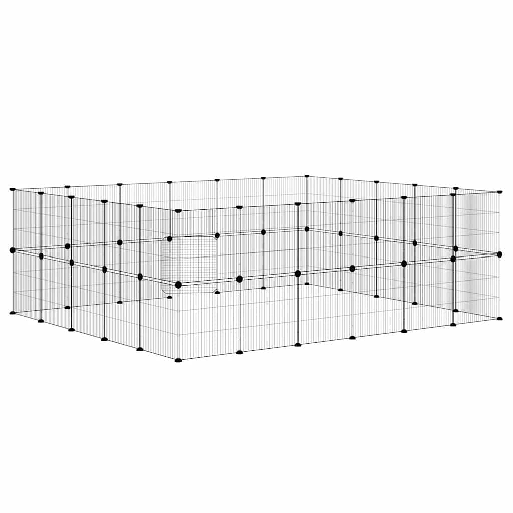 44-Panel Pet Cage with Door Black 35x35 cm Steel