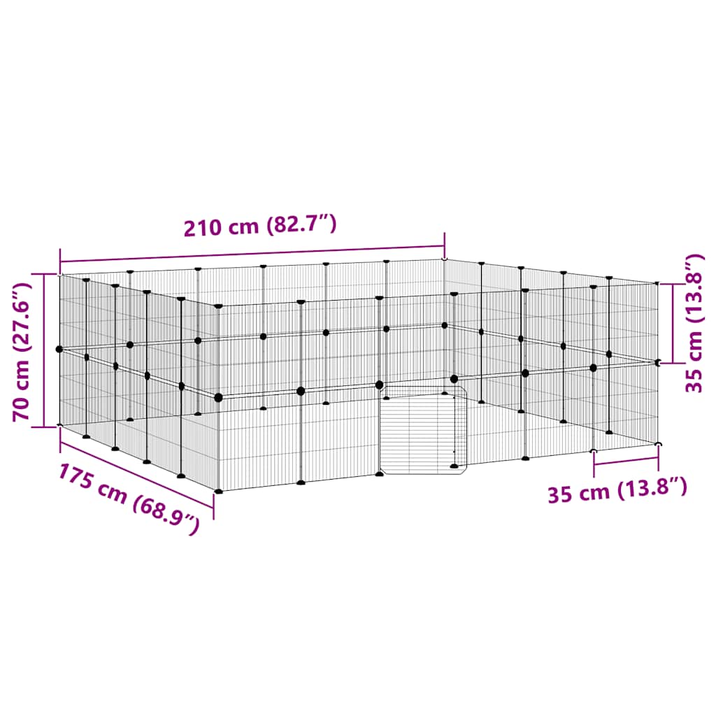 44-Panel Pet Cage with Door Black 35x35 cm Steel