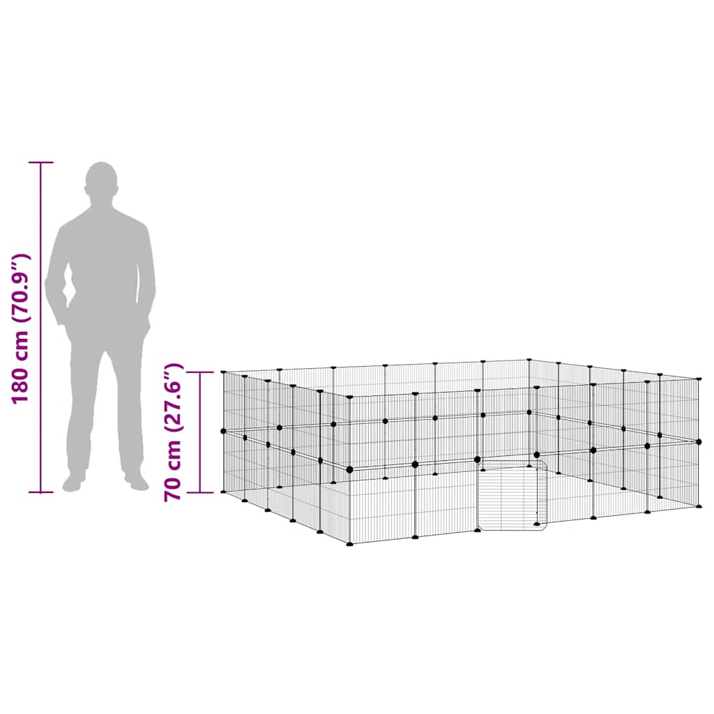 44-Panel Pet Cage with Door Black 35x35 cm Steel