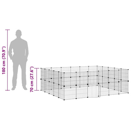 44-Panel Pet Cage with Door Black 35x35 cm Steel