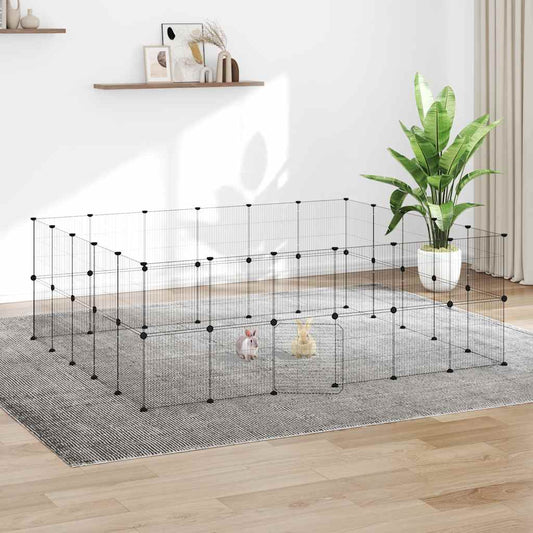 44-Panel Pet Cage with Door Black 35x35 cm Steel