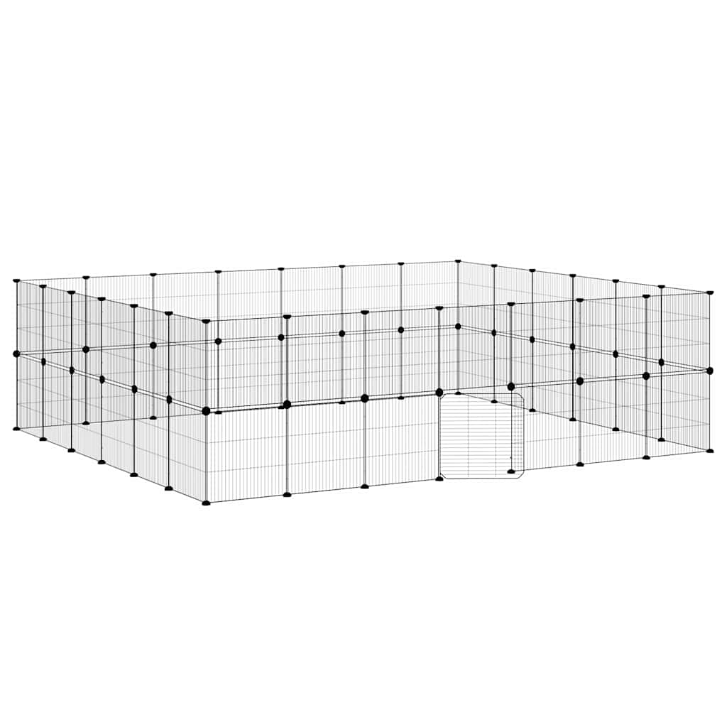 52-Panel Pet Cage with Door Black 35x35 cm Steel