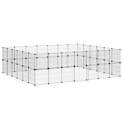 52-Panel Pet Cage with Door Black 35x35 cm Steel