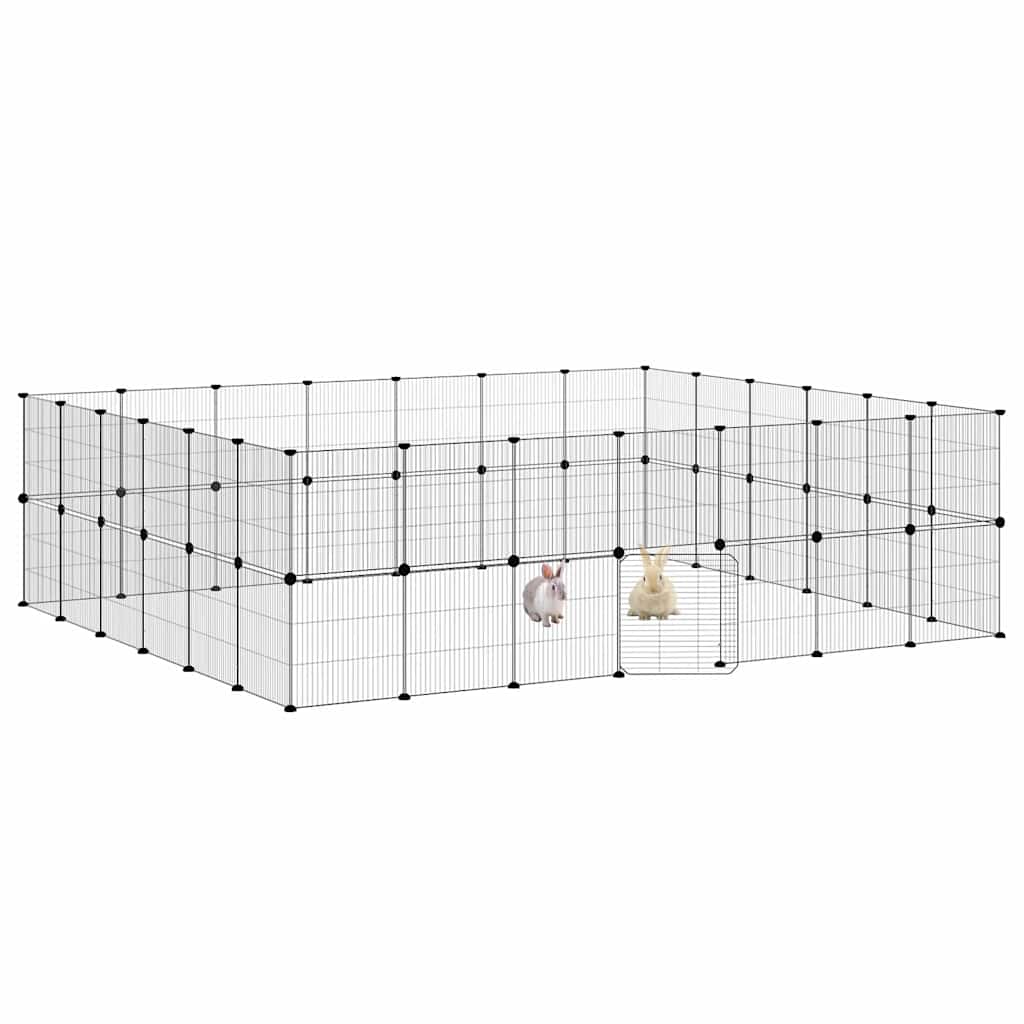 52-Panel Pet Cage with Door Black 35x35 cm Steel