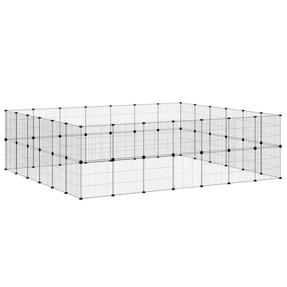 52-Panel Pet Cage with Door Black 35x35 cm Steel