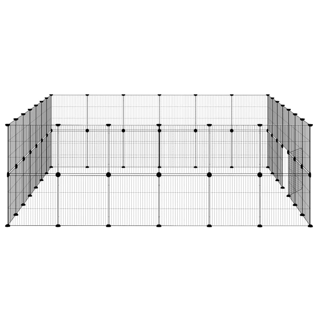 52-Panel Pet Cage with Door Black 35x35 cm Steel