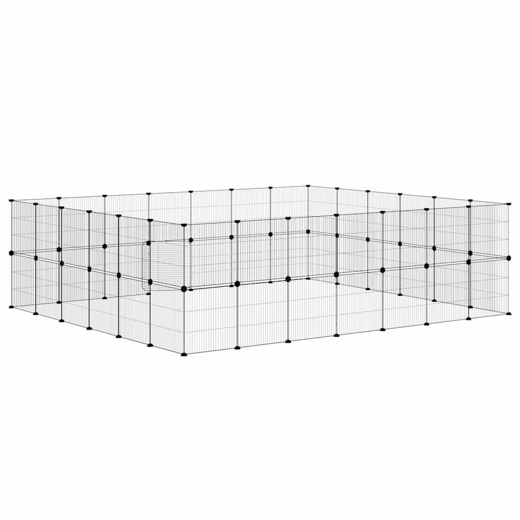 52-Panel Pet Cage with Door Black 35x35 cm Steel