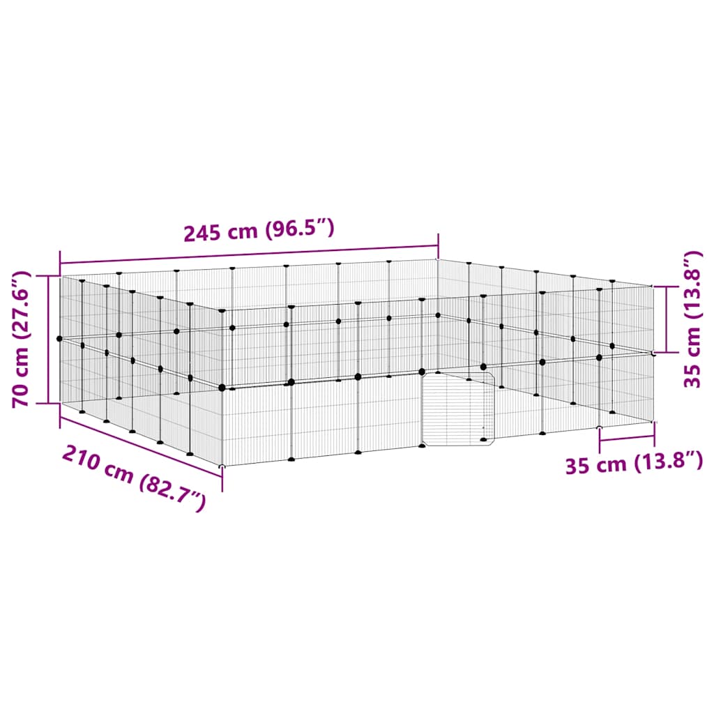 52-Panel Pet Cage with Door Black 35x35 cm Steel