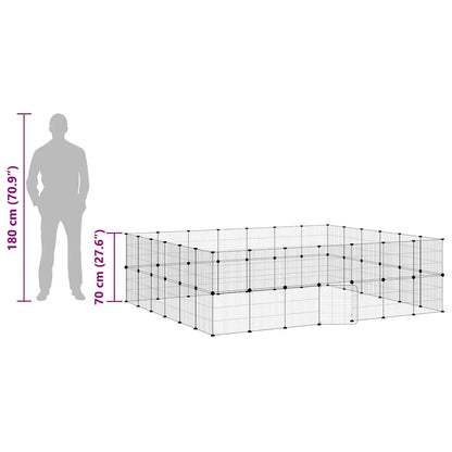 52-Panel Pet Cage with Door Black 35x35 cm Steel