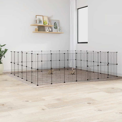 52-Panel Pet Cage with Door Black 35x35 cm Steel