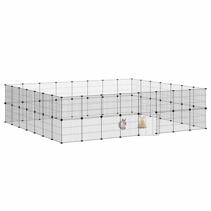 60-Panel Pet Cage with Door Black 35x35 cm Steel