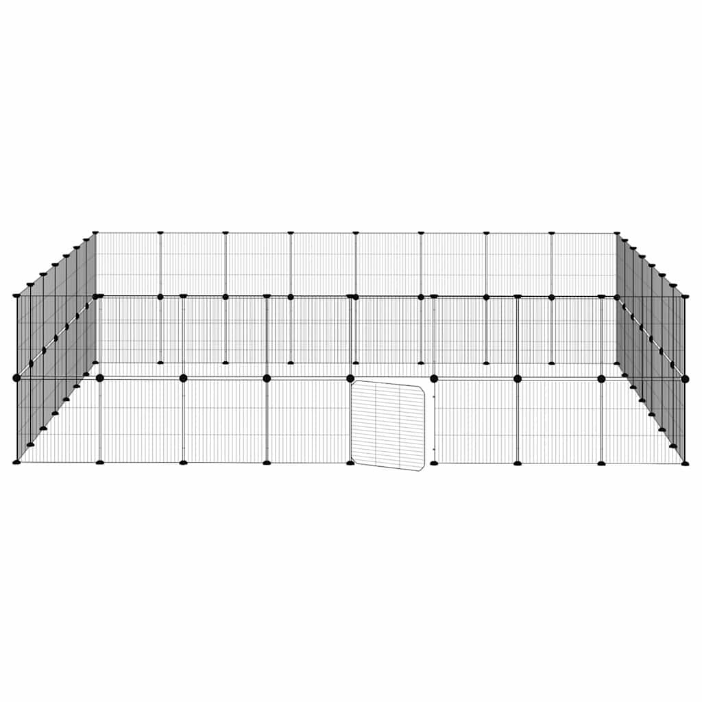 60-Panel Pet Cage with Door Black 35x35 cm Steel