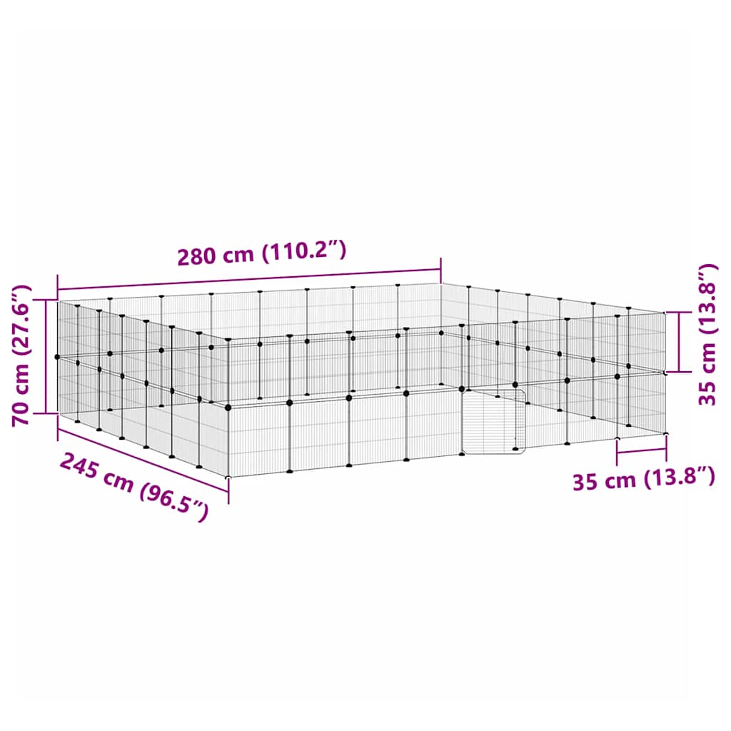 60-Panel Pet Cage with Door Black 35x35 cm Steel