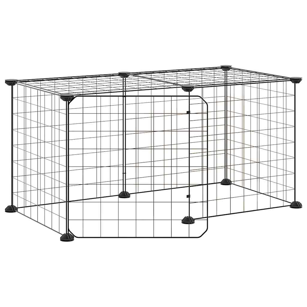 8-Panel Pet Cage with Door Black 35x35 cm Steel