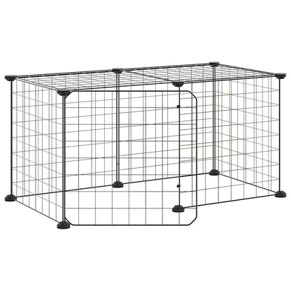 8-Panel Pet Cage with Door Black 35x35 cm Steel