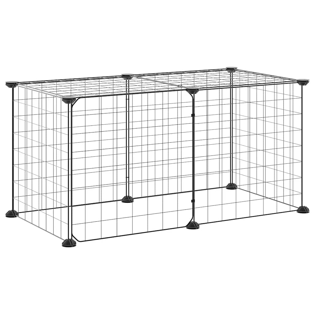 8-Panel Pet Cage with Door Black 35x35 cm Steel