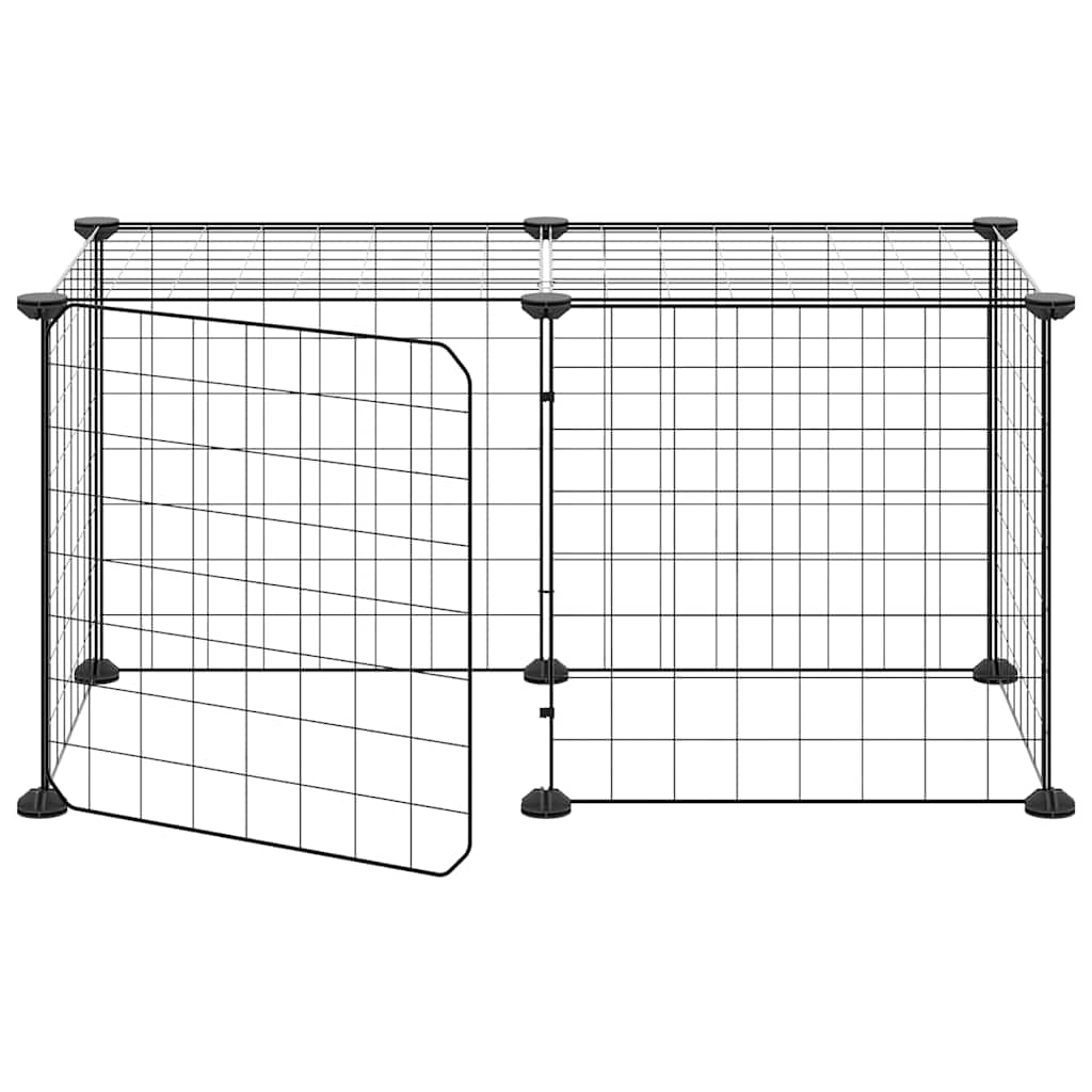 8-Panel Pet Cage with Door Black 35x35 cm Steel