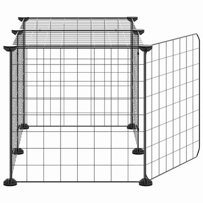 8-Panel Pet Cage with Door Black 35x35 cm Steel