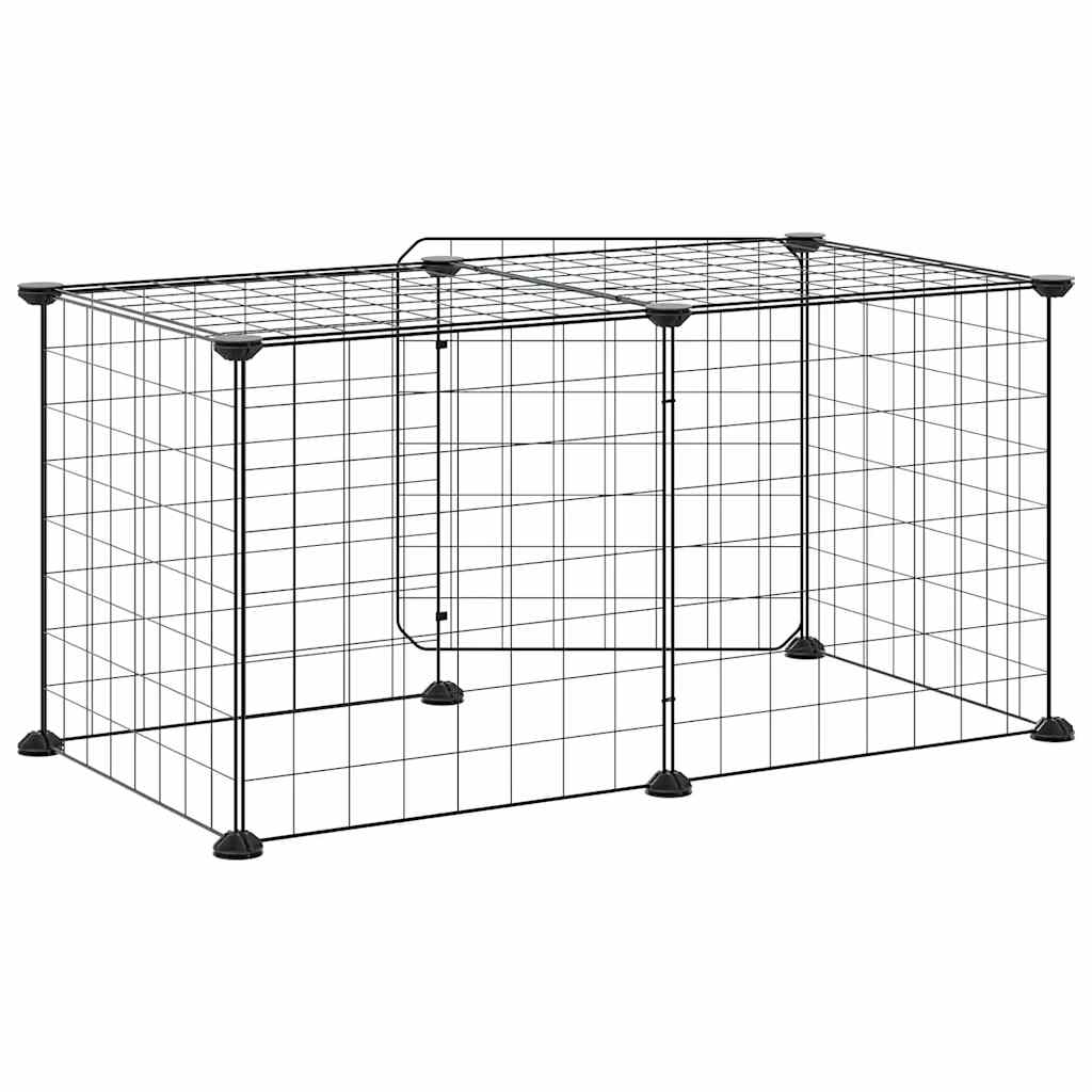 8-Panel Pet Cage with Door Black 35x35 cm Steel