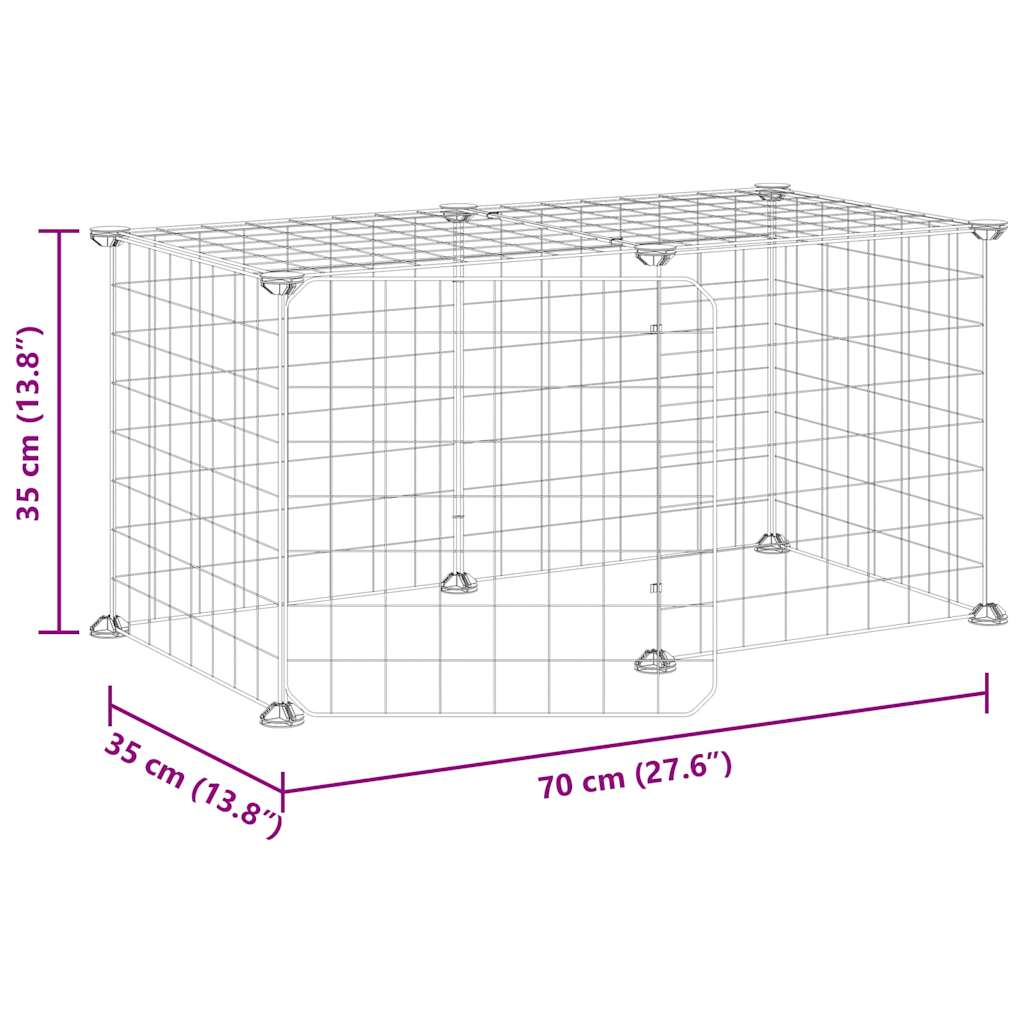 8-Panel Pet Cage with Door Black 35x35 cm Steel