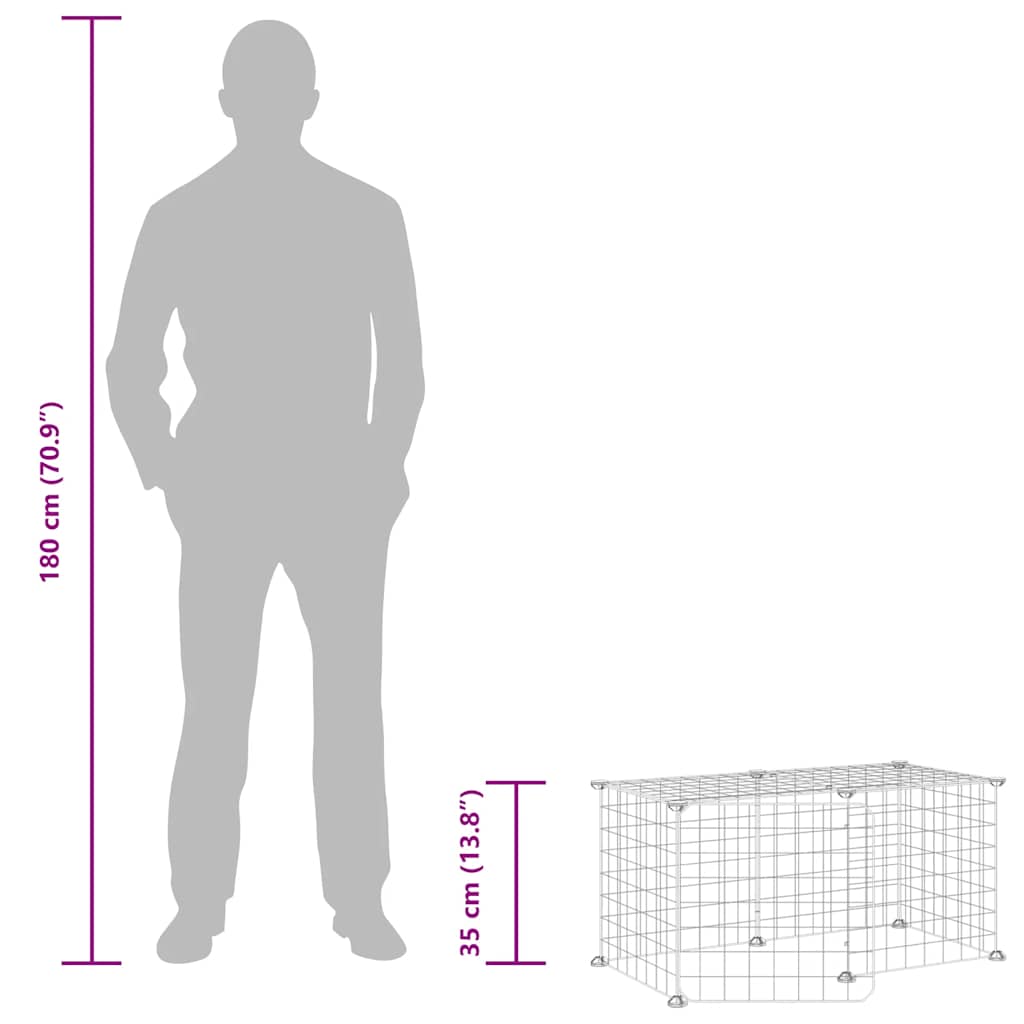 8-Panel Pet Cage with Door Black 35x35 cm Steel