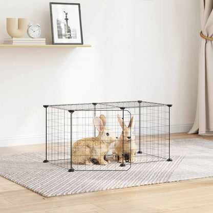 8-Panel Pet Cage with Door Black 35x35 cm Steel