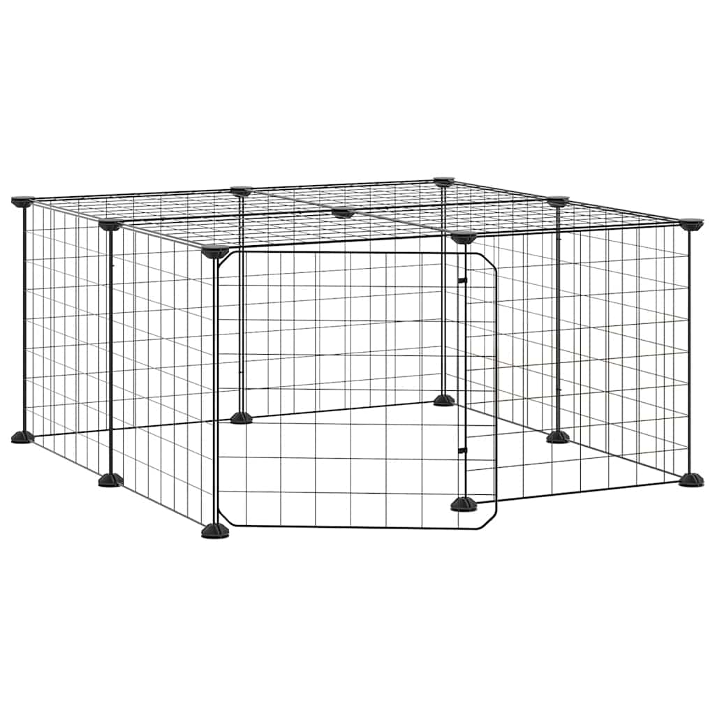 12-Panel Pet Cage with Door Black 35x35 cm Steel