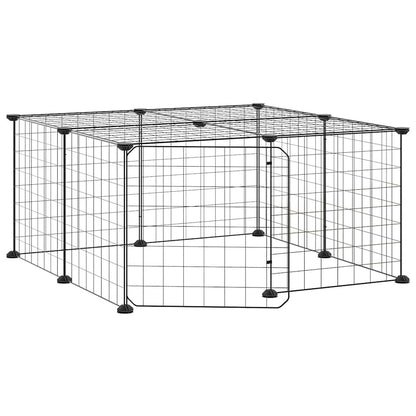 12-Panel Pet Cage with Door Black 35x35 cm Steel