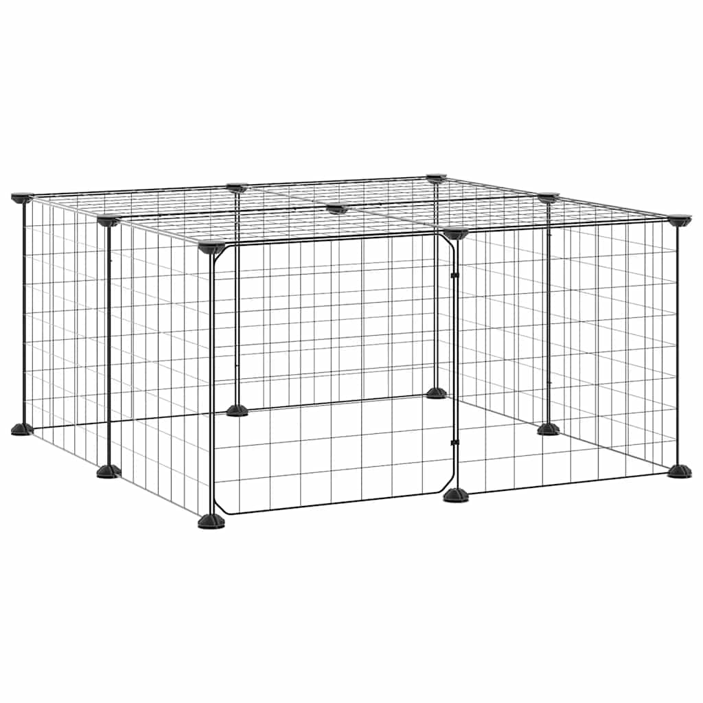 12-Panel Pet Cage with Door Black 35x35 cm Steel