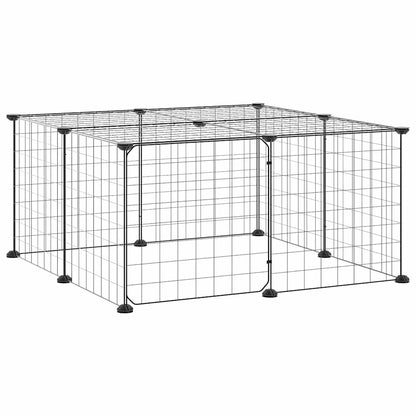 12-Panel Pet Cage with Door Black 35x35 cm Steel