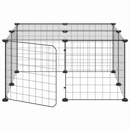 12-Panel Pet Cage with Door Black 35x35 cm Steel
